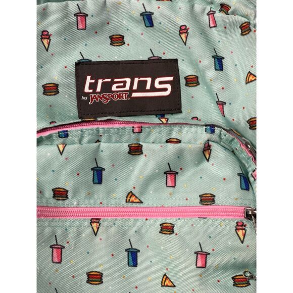 Trans by JanSport Backpack – Cute Fast Food Print, Mint Green with Pink Accents - Picture 2 of 4